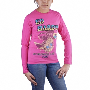 Ed Hardy Toddlers Girls T-Shirt - Pink - The Ed Hardy Toddlers T-Shirt is a Great T-shirt in what your kids will look ravishing. This shirt features original ED Hardy graphics,crew neck and long sleeves.