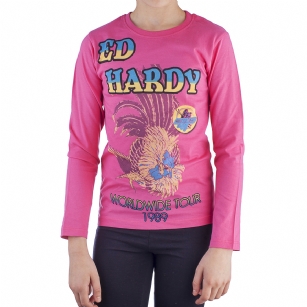Ed Hardy Kids Girls Long Sleeve T-Shirt - Pink - The Ed Hardy Kids Girls  T-Shirt is a Great T-shirt in what your kids will look ravishing. This shirt features original ED Hardy graphics,and long sleeves.