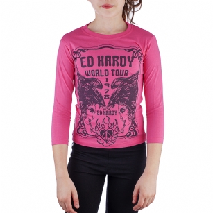 Ed Hardy Toddlers Girls T-Shirt - Hot Pink - The Ed Hardy Toddlers T-Shirt is a Great T-shirt in what your kids will look ravishing. This shirt features original ED Hardy graphics,crew neck and long sleeves.