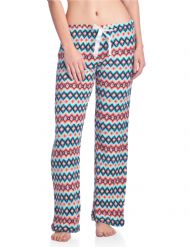 Casual Nights Women's Plush Microfleece Pajama Lounge Pants - Teal Multi Diamonds