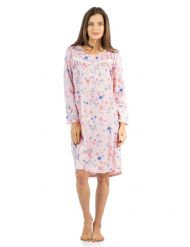 Casual Nights Women's Floral Pintucked Long Sleeve Nightgown - Pink