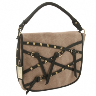Buffalo David Bitton Elizabeth Foldover Handbag - Brown - Enhance Your everyday look with this Buffalo David Bitton Elizabeth Foldover Handbag - Brown. Features canvas Exterior, enhanced with Pyramid studs and leather buckle detail forstand outstyle. The flapover opens to a roomy interior with accessory pockets for organizing your things.