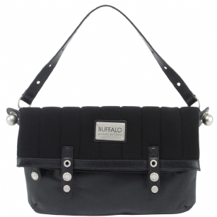 Buffalo David Bitton Scarlett Shoulder Bag - Black - Enhance Your everyday look with this Buffalo David Bitton Scarlett Shoulder Bag features soft ribbed jersey fabric panels at the front and back, enhanced with grommet studs detail forstand outstyle. The flapover opens to a roomy interior with accessory pockets for organizing your things. Make this your next choice for a new sexy and impressive bag.