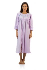 Casual Nights Women's Zipper Front Jacquard Fleece Long Robe Duster - Purple