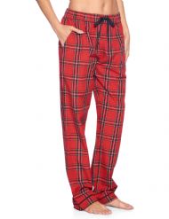 Ashford & Brooks Women's Woven Pajama Sleep Pants - Red/Black Stewart