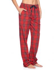 Ashford & Brooks Women's Woven Pajama Sleep Pants - Red/Black Stewart
