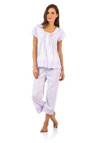 Casual Nights Women's Short Sleeve Floral Capri Pajama Set - Light Purple