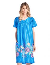 Casual Nights Women's Short Sleeve Muumuu Lounger Dress - Blue