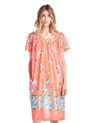 Casual Nights Women's Short Sleeve Muumuu Lounger Dress - Coral