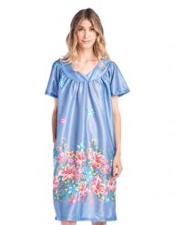 Casual Nights Women's Short Sleeve Muumuu Lounger Dress - Denim