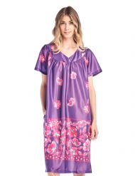 Casual Nights Women's Short Sleeve Muumuu Lounger Dress - Grape