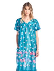 Casual Nights Women's Short Sleeve Muumuu Lounger Dress - Green