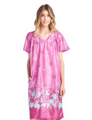 Casual Nights Women's Short Sleeve Muumuu Lounger Dress - Mauve