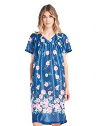 Casual Nights Women's Short Sleeve Muumuu Lounger Dress - Navy