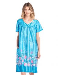 Casual Nights Women's Short Sleeve Muumuu Lounger Dress - Teal