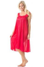 Casual Nights Women's Satin Lace Sleeveless Night Gown - Red