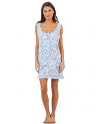 Casual Nights Women's Cotton Sleeveless Nightgown Chemise - Blue Dots