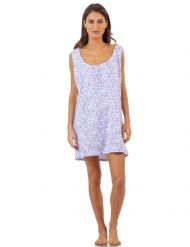 Casual Nights Women's Cotton Sleeveless Nightgown Chemise - Purple Dots