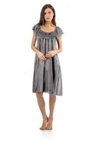 Casual Nights Women's Cap Sleeve Flower Silky Tricot Nightgown - Grey