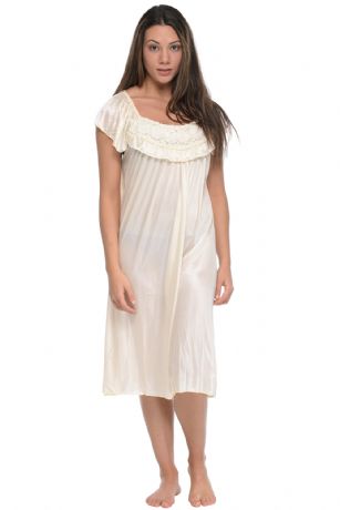 Casual Nights Women's Cap Sleeve Flower Silky Tricot Nightgown - Yellow - You'll love slipping into this gown designed in silky tricot satin fabric witha Sexy pattern, Flower and ruffle accent that lend a feminine flair. A Lightweight, flowing fabric that keeps your sleepwear comfortable and stylish.