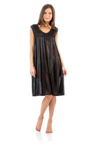 Casual Nights Women's Sleeveless Flower Satin Nightgown - Black