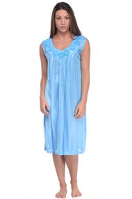 Casual Nights Women's Sleeveless Flower Satin Nightgown - Blue