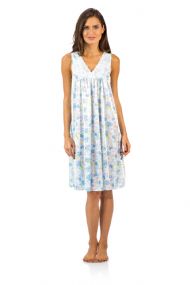 Casual Nights Women's Floral Lace Tricot Sleeveless Nightgown - Blue