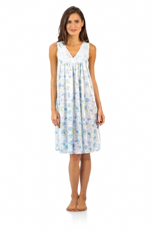 Casual Nights Women's Floral Lace Tricot Sleeveless Nightgown - Blue - You'll love slipping into this gown designed in silky satin fabric witha You'll love slipping into this Floral Tricot Nightgown from Casual Nights made from a lightweight, silky flowing fabric that keeps your sleepwear comfortable and stylish. Featuring; V-neck neckline, sleeveless, lace applique with satin bow accent, Knee length measures Approx. 39 inches. This sleep nightshirt is a great option for those who want something a lighter and sexier.