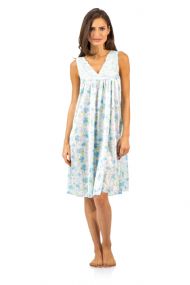 Casual Nights Women's Floral Lace Tricot Sleeveless Nightgown - Green