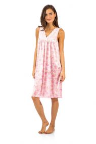 Casual Nights Women's Floral Lace Tricot Sleeveless Nightgown - Pink