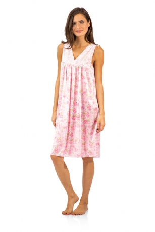 Casual Nights Women's Floral Lace Tricot Sleeveless Nightgown - Pink - You'll love slipping into this gown designed in silky satin fabric witha You'll love slipping into this Floral Tricot Nightgown from Casual Nights made from a lightweight, silky flowing fabric that keeps your sleepwear comfortable and stylish. Featuring; V-neck neckline, sleeveless, lace applique with satin bow accent, Knee length measures Approx. 39 inches. This sleep nightshirt is a great option for those who want something a lighter and sexier.