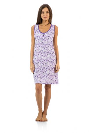 Casual Nights Women's Cotton Sleeveless Nightgown Chemise - Purple - You'll love slipping into This Women's Cotton Sleeveless Nightgown Shirt from Casual Nights thats made of a 100% breathable soft cotton fabric which feels great to touch and even greater to wear. Sleep nightshirt features; Beautiful flower prints and designs, scoop neck, sleeveless, front bow accent, flirty length measures Approx. 35" inches from shoulder to hem. Wear it alone or with pajama shorts or pants. Excellent gift idea for any occasion. 