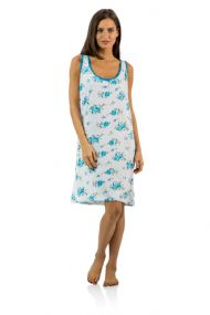 Casual Nights Women's Cotton Sleeveless Nightgown Chemise - Aqua Blue