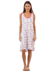 Casual Nights Women's Cotton Sleeveless Nightgown Chemise - Pink Bloom Dots