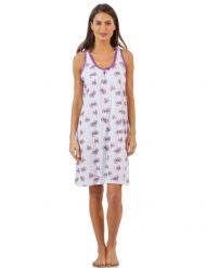Casual Nights Women's Cotton Sleeveless Nightgown Chemise - Purple Bloom Dots