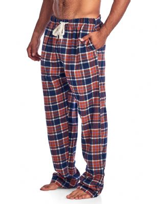 Ashford & Brooks Mens Super Soft Flannel Plaid Pajama Sleep Pants - Orange Blue - This Ashford & Brooks Premium mens Luxurious Cozy Flannel plaid pajama sleep pants is made from durable ultra-soft 55% Cotton /45% Polyester fabric. Designed with a roomy relaxed fit. The Fabric blend is designed to give you that soft and warm touch, at the same time prevent excessive shrinkage unlike the 100% Cotton Flannel fabric. It'll keep you warm and comfortable during the cold winter days yet stylish at the same time. The mens Flannel Pajama sleep lounge bottoms features; Elasticized waist and drawstring bow tie closure for easy pull on and added comfort, concealed open fly and 2 side seam pockets, approx. 31" inseam. This comfort sleepwear PJ sleep bottom jammies available in regular and plus sizes, small up to 4X Large, is perfect for sleeping or lounging around the House. Soft to touch feels great against skin, you will not want to get them off! Makes a great Holiday gift or for any occasion. 