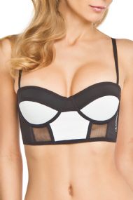 Balanced Tech Color Block Mesh Sports Bra - Black White