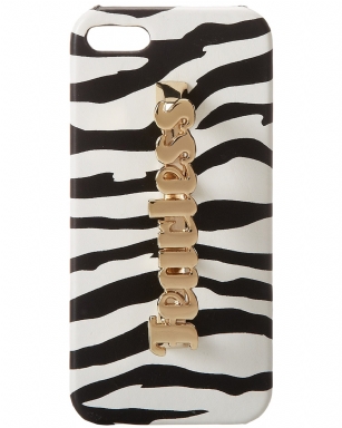 Steve Madden Be Bfearless iPhone 5 Case - Zebra - The Steve Madden Bfearless iPhone5Case isa must have fashion accessory to enhance your wireless lifestyle. It features gold-toned scripted FIERCE pendant on top of 3 Knuckle rings,so that you always have it at your fingertips.The casing is designed to perfectly fit your device, is durable, and protects your handheld from scratches and bumpswhile providing access to all parts and functions. It easily slips on and off.
