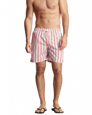 Bottoms Out Men's Swim Board Shorts -Red - Make a bold impression in these summer colored swim shorts from Bottoms Out. An adjustable drawstring, European slim cut,side pockets and a mesh lining finish this versatile and comfortable swim shorts. 