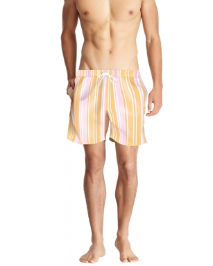 Bottoms Out Men's Swim Board Shorts -Orange - Make a bold impression in these summer colored swim shorts from Bottoms Out. An adjustable drawstring, European slim cut, side pockets and a mesh lining finish this versatile and comfortable swim shorts. 