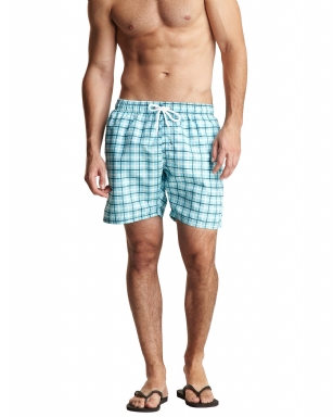 Bottoms Out Men's Swim Board Shorts -Blue - Make a bold impression in these summer colored swim shorts from Bottoms Out. An adjustable drawstring, European slim cut, side pockets and a mesh lining finish this versatile and comfortable swim shorts. 