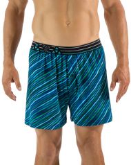 Balanced Tech Men's Active Performance Boxer Shorts - Animal Watercolor Teal Multi
