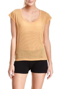 Balanced Tech Women's Dot Burntout Scoop Neck Tee - Flame Orange