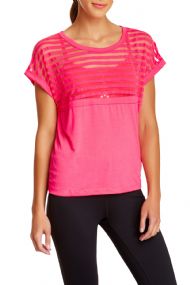 Balanced Tech Women's Burntout Stripe Crew Neck Tee - Knockout Pink