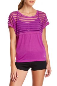 Balanced Tech Women's Burntout Stripe Crew Neck Tee - Purple Cactus