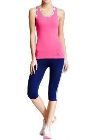 Balanced Tech Women's Active Performance Seamless Capri Pants - Navy Wrap