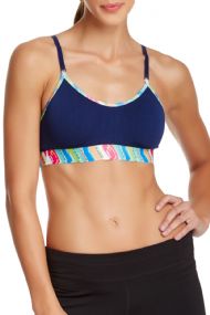 Balanced Tech Printed Performance Seamless Sports Bra - Blue Chevron