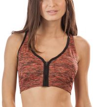 Balanced Tech Women's Performance Zip Front Racerback Sport Bra - Multi Space Dye