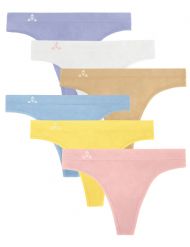 Balanced Tech Women's Seamless Thong Panties 6-Pack - Pastel Bliss