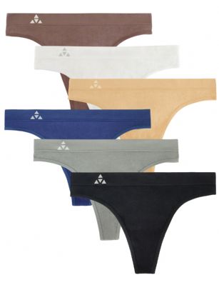Balanced Tech Women's Seamless Thong Panties 6-Pack - Modern Neutrals - This 3 Pack seamless Thongs From Balanced Tech is made from lightweight 92% Nylon/8% Elastane fabric that's super soft and comfortable and provides anti-odor and Breath-ability that moves moisture away from the body and QUICK DRY moisture control technology ensures fast drying, Four-Way Stretch conforms to the body for excellent support, plus the Seamless-style underwear to ensure Comfort While minimizing visible panty lines. Now Reinforced for longer lasting Comfort and durability. This economical 3-pack is a smart investment for any woman's active attire collection.About the Brand - "Balanced Tech" is an active-wear brand that infuses technology, Driven by the latest trends with style and comfort for everyday goals and challenges. Whether you are working up a serious sweat or hanging out on a Sunday, you can always look and feel great with Balanced Tech!